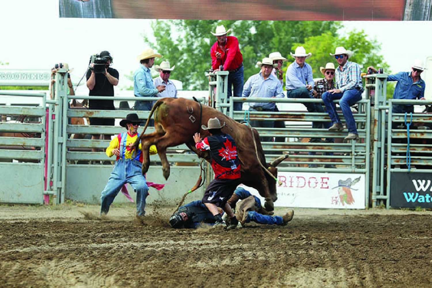 An action packed moment during last years bull riding event at Moose Mountain Rodeo.